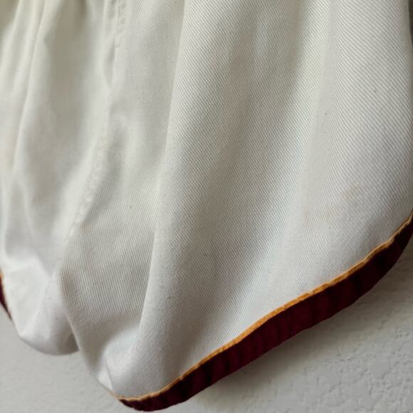 Vintage 70s-80s USC Trojans dolphin hem shorts J.J. MacIntyre white gold red SzM - Picture 7 of 8